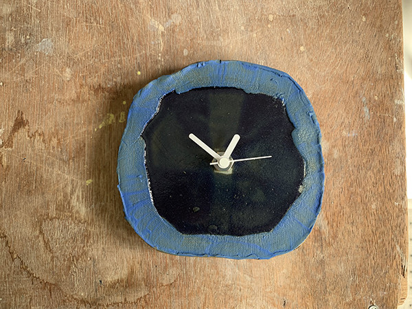 青リブ　14cm掛け時計