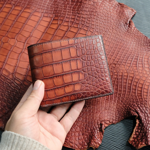 ワニ革使用2つ折り財布 手縫い商品 二つ折り財布 TOKYO BESPOKE