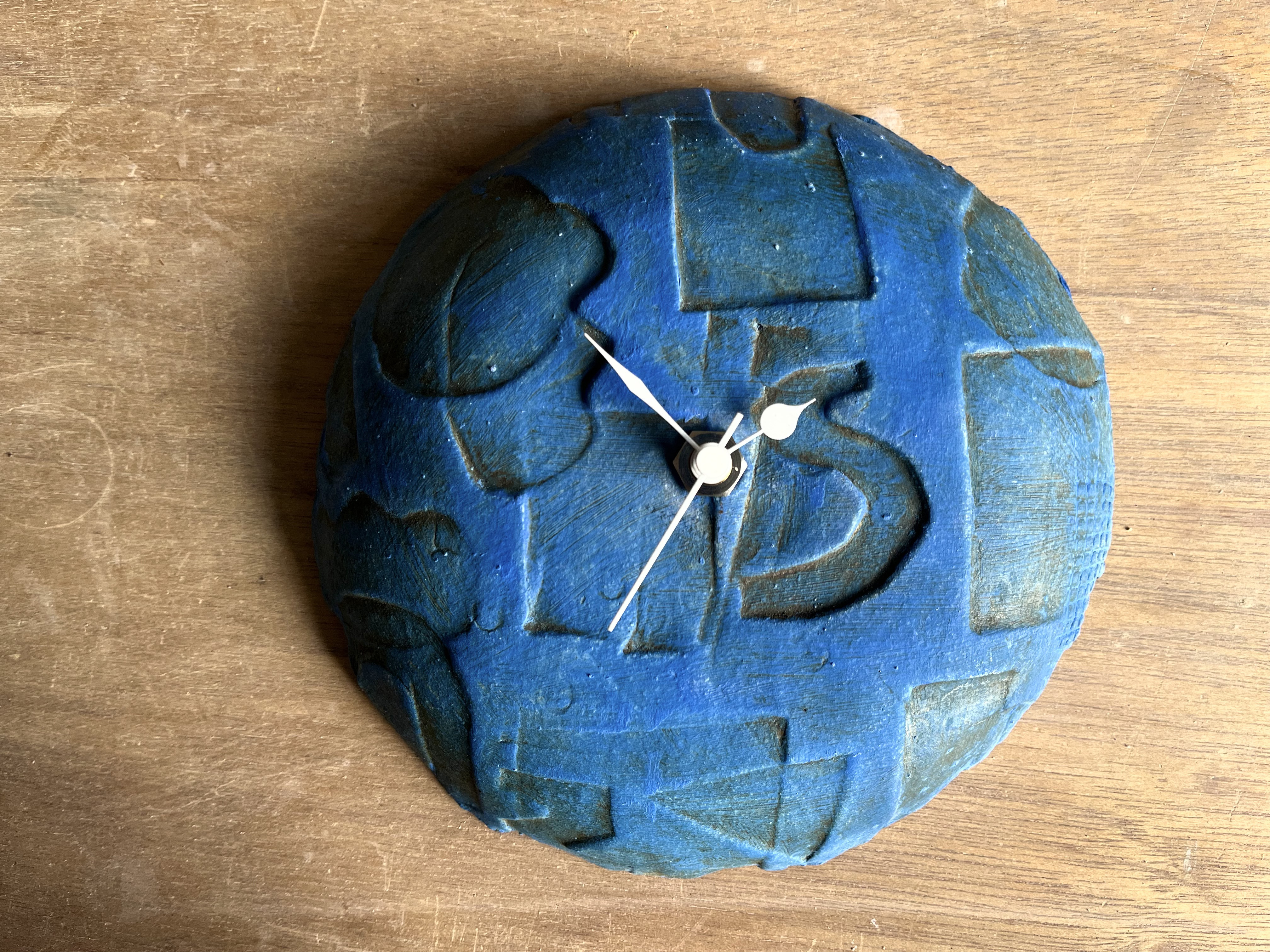 青POP象嵌 17cm丸掛け時計