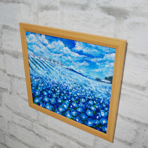 油絵 油彩 油彩画 絵 絵画【ネモフィラブルーの丘】 絵画 HR 通販