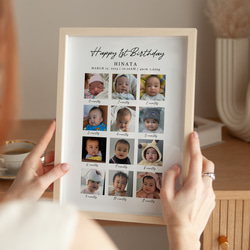誕生から1歳までの月齢写真入りバースデーポスター│1歳のお誕生日