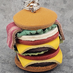 革バーガーキーホルダー(送料込み)レザーハンバーガー 4枚目の画像