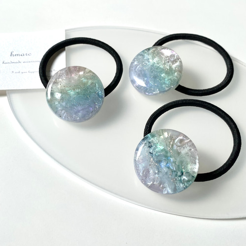 彩雲 〜 虹色 マーブル 〜 ／ 大人 レジン ヘアゴム （ポニーフック