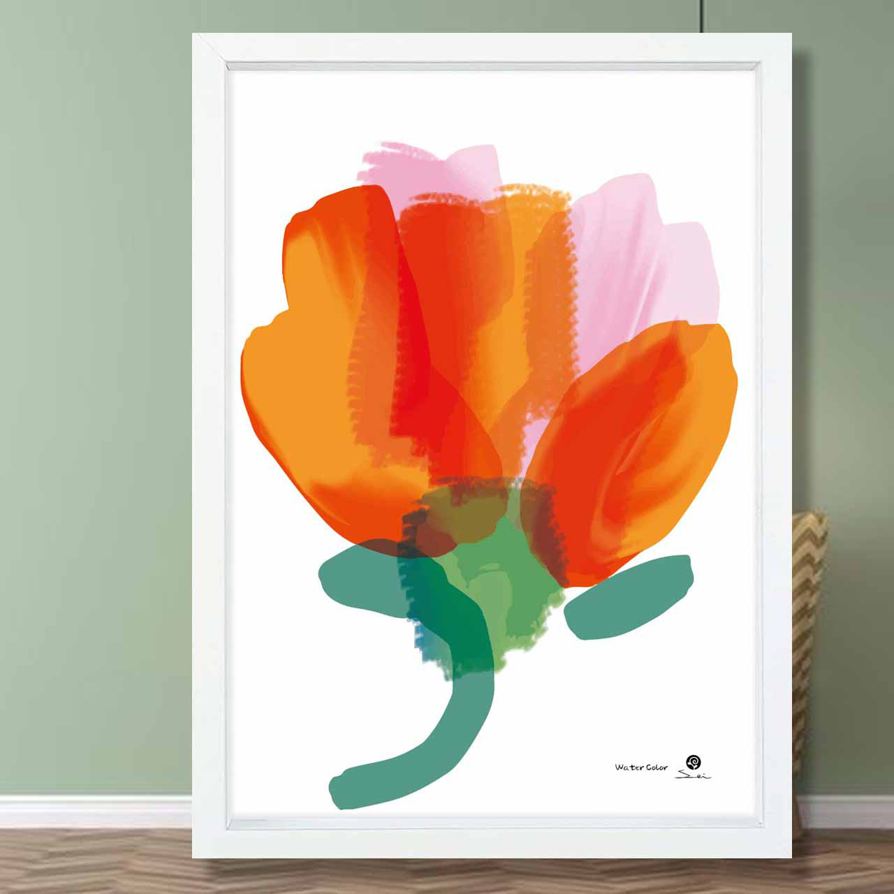 Water Color 　花　お気に入り9400件突破　イラストポスター　アート  アートポスター　sei検索　3409
