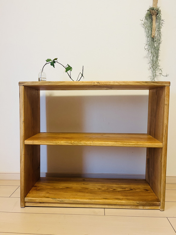 桜の木 無垢材家具 オープンラック ウッドチェスト 収納棚 棚