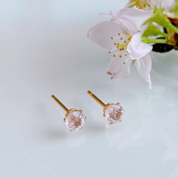 《4月誕生石》桜色 モルガナイト ネックレス ピアス イヤリング セット 金属アレルギー 誕生日 クリスマス 母の日 6枚目の画像