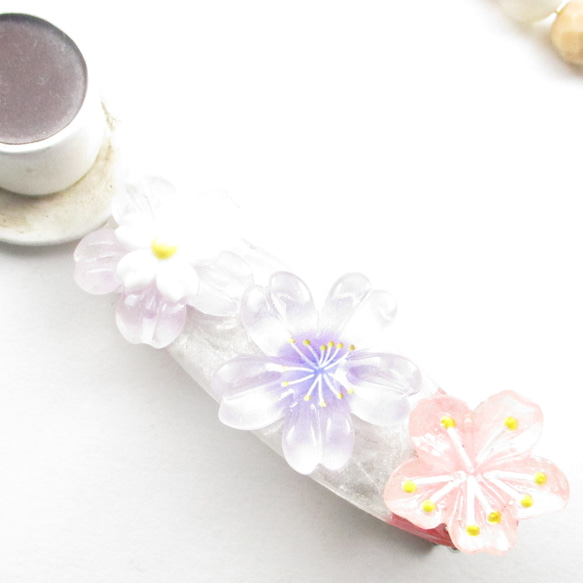 花見頃の季節だけれど、クォーツに酔いしれて朝を迎える♪<創作ヘアクリップ>HC093 2枚目の画像