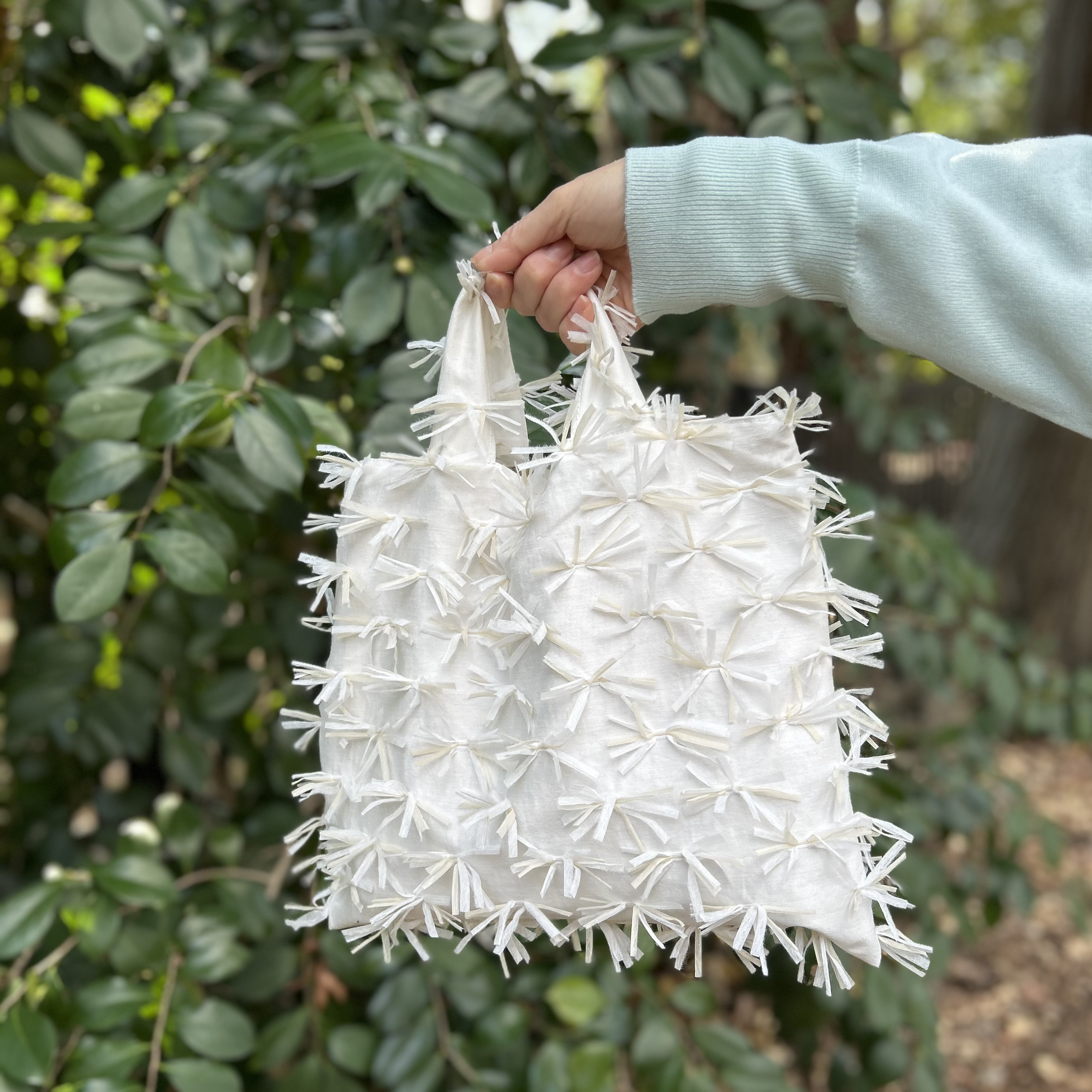 新作　リボントートバッグ白