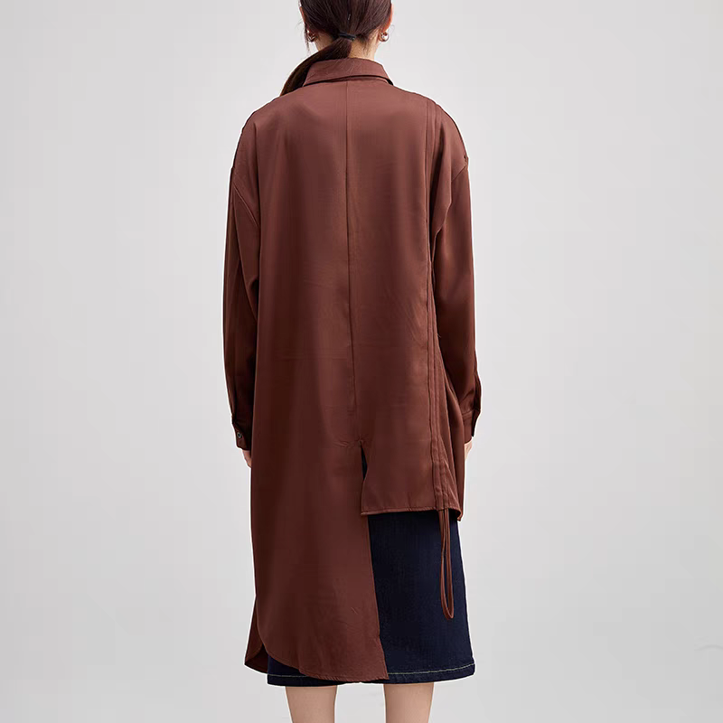左右差カット＆縦ドロストで変化をプラス☆アシンメトリーロングシャツ
