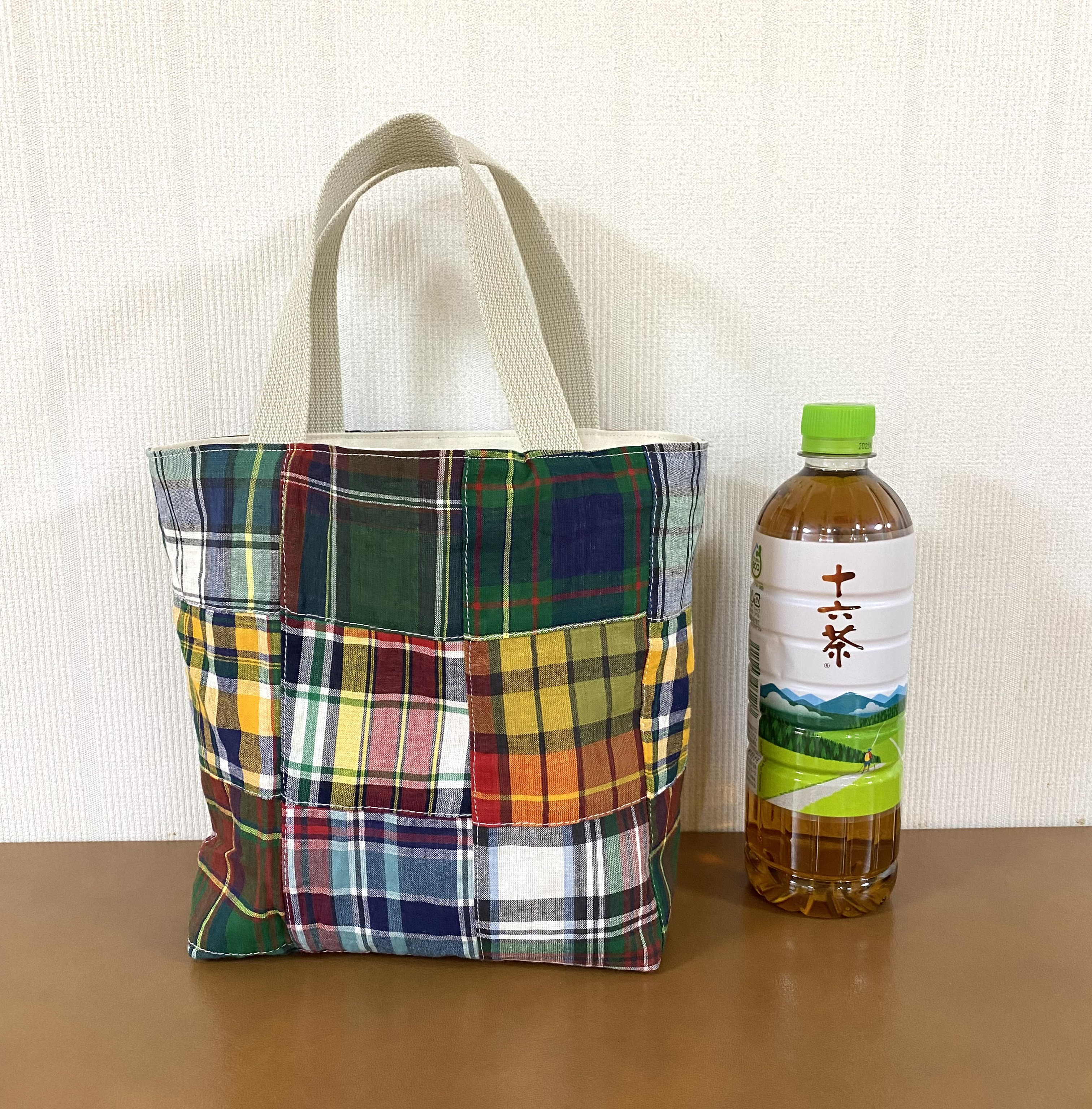 ☆インド綿☆マドラスチェック☆パッチワーク☆トートバッグ☆チェック