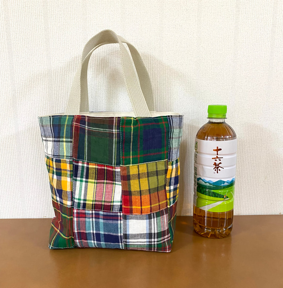 ☆インド綿☆マドラスチェック☆パッチワーク☆トートバッグ☆チェック