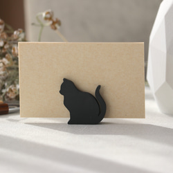 メモスタンド　カードスタンド　座っている猫シルエット ver2　マットコールグレー 2枚目の画像
