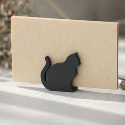 メモスタンド　カードスタンド　座っている猫シルエット ver2　マットコールグレー 1枚目の画像