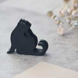 メモスタンド　カードスタンド　顎をかく猫シルエット　マットコールグレー 3枚目の画像