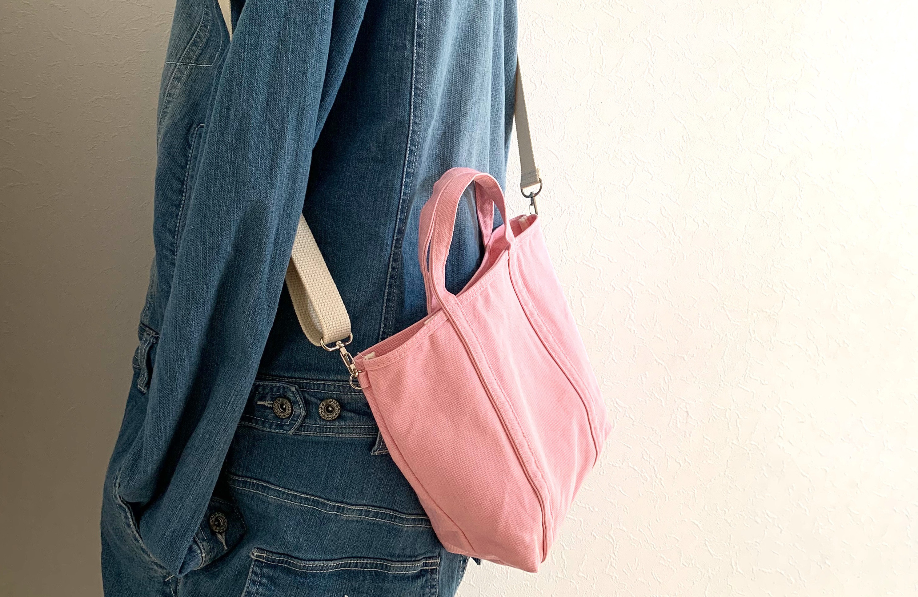 「pote」2way ショルダー帆布トート　撫子ピンク　(S)