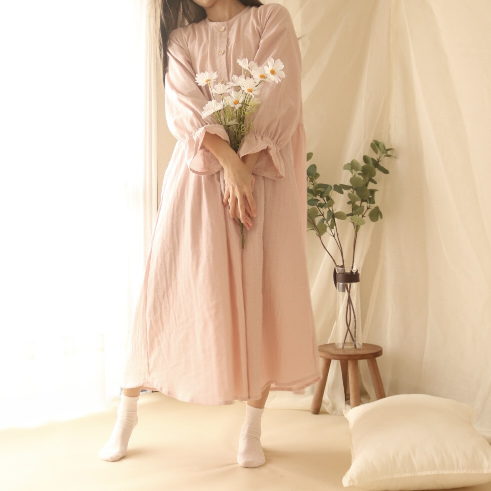 【桜色ネグリジェ】やさしさをまとう 国産ダブルガーゼのルームワンピース 敏感肌にも安心 大人のためのネグリジェ