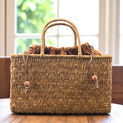 一閑張り　一閑張りバック　藍染 　麒麟麦酒　型染隠れ蓑 かごバック 一閑張り 藍型染 - メルカリ