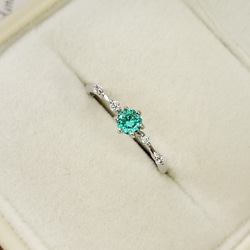 奇跡の輝き☆彡　パライバトルマリン 人工宝石  ライト　ソリティア アンティークリング　S925　フリーサイズ 3枚目の画像