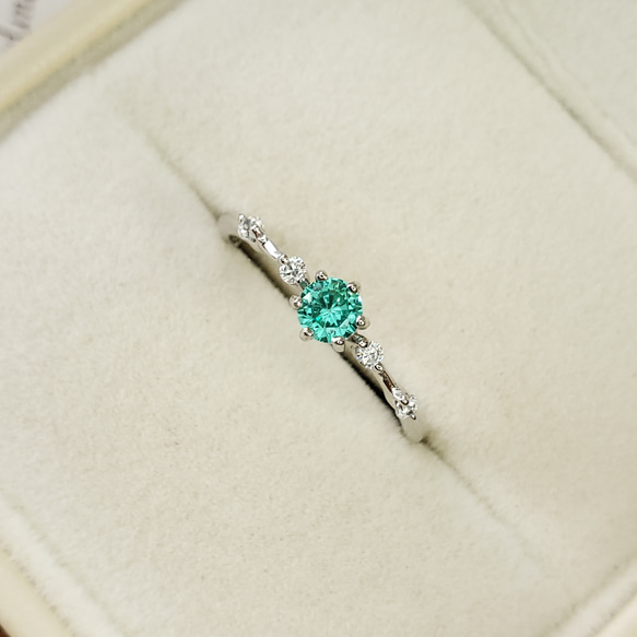 奇跡の輝き☆彡　パライバトルマリン 人工宝石  ライト　ソリティア アンティークリング　S925　フリーサイズ 3枚目の画像