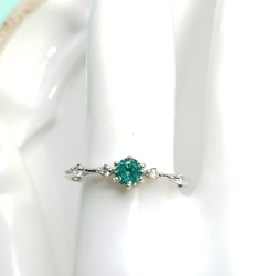 奇跡の輝き☆彡　パライバトルマリン 人工宝石  ライト　ソリティア アンティークリング　S925　フリーサイズ 9枚目の画像