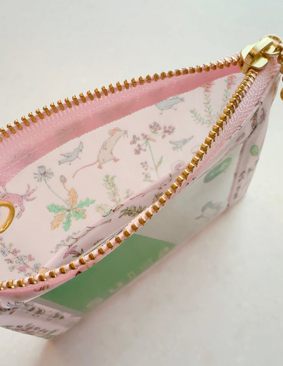 リバティ「セオ」（コットンキャンディ）パスケース＆リールストラップ☆ラミネート☆入学 7枚目の画像