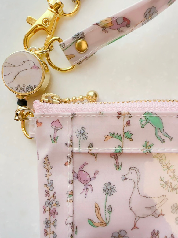 リバティ「セオ」（コットンキャンディ）パスケース＆リールストラップ☆ラミネート☆入学 5枚目の画像