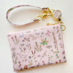 リバティ「セオ」（コットンキャンディ）パスケース＆リールストラップ☆ラミネート☆入学 3枚目の画像