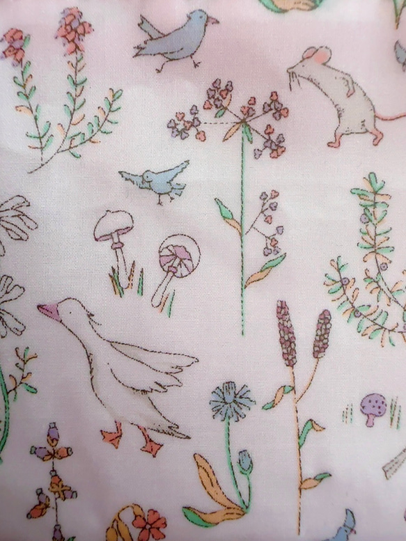 リバティ「セオ」（コットンキャンディ）パスケース＆リールストラップ☆ラミネート☆入学 4枚目の画像