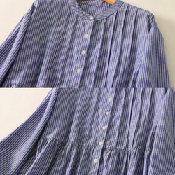 春◆秋◆綿麻◆コットンリネン◆ストライプ柄◆ワンピース◆通勤◆通学◆ 長袖◆ 3枚目の画像