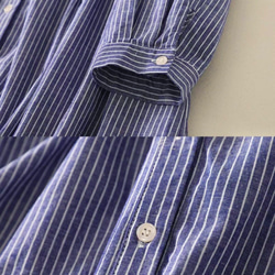 春◆秋◆綿麻◆コットンリネン◆ストライプ柄◆ワンピース◆通勤◆通学◆ 長袖◆ 4枚目の画像