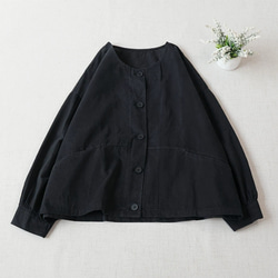 【受注製作】シンプルな薄手ジャケット.綿ブラウス.トップス.コットン 2枚目の画像