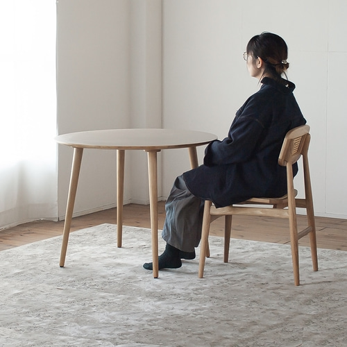オーク材のラウンドダイニング［3サイズ 70cm 80cm 90cm] セミ