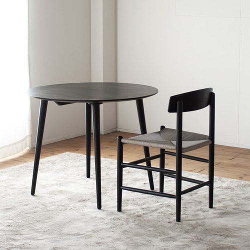 ブラックオーク材のラウンドダイニング［3サイズ 70cm 80cm 90cm