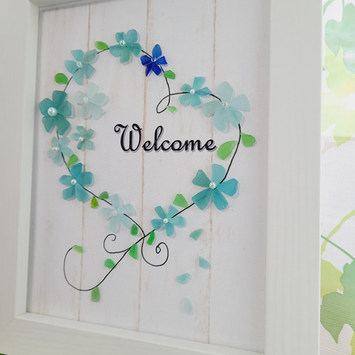 ウェルカムボード〉シーグラスアート＊壁掛け・スタンド両用 その他