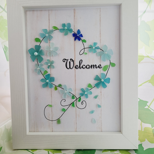 ウェルカムボード〉シーグラスアート＊壁掛け・スタンド両用 その他