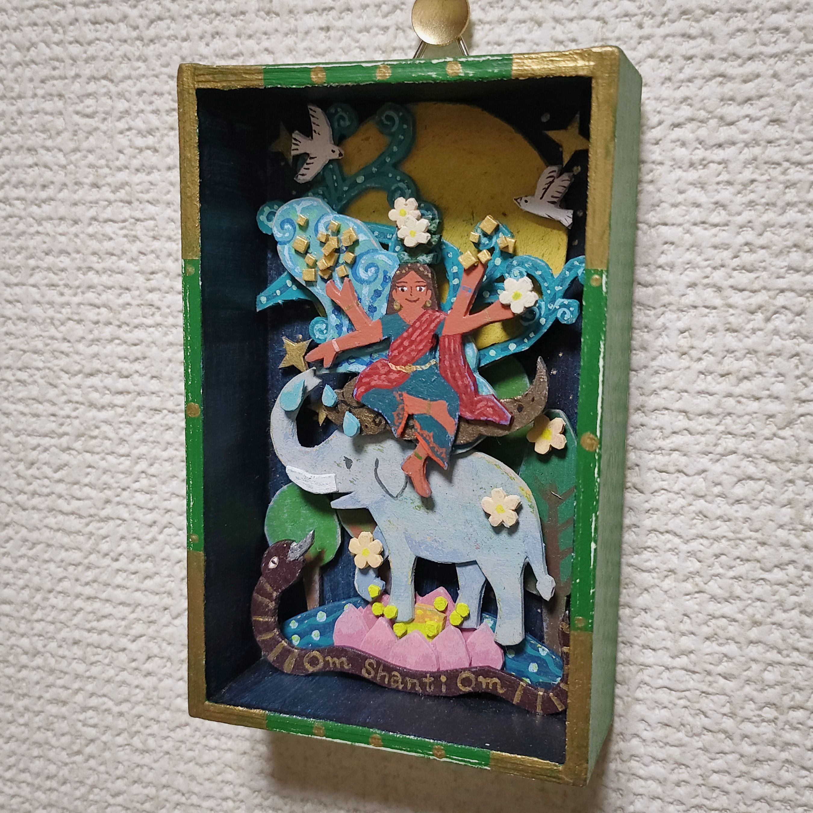 ミニ絵画　ボックスアート『rich night』アクリル絵具／ボール紙