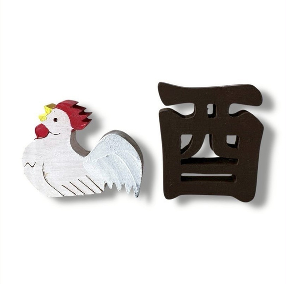 きりかぶオリジナル　干支の組み木(色付き) トリ 2枚目の画像