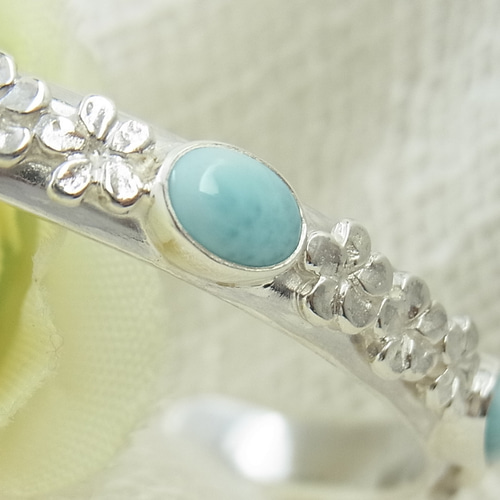 シルバー925 バングル ラリマー ストーン入り