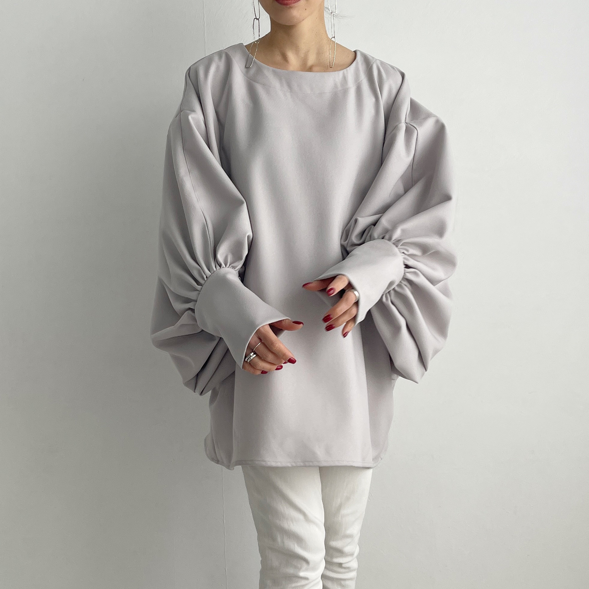 バックリボンドルマントップス(icegray）