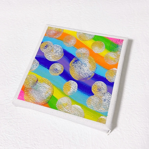 10cm】宇宙 キャンバスアート カラフル アクリル絵の具 ※運気