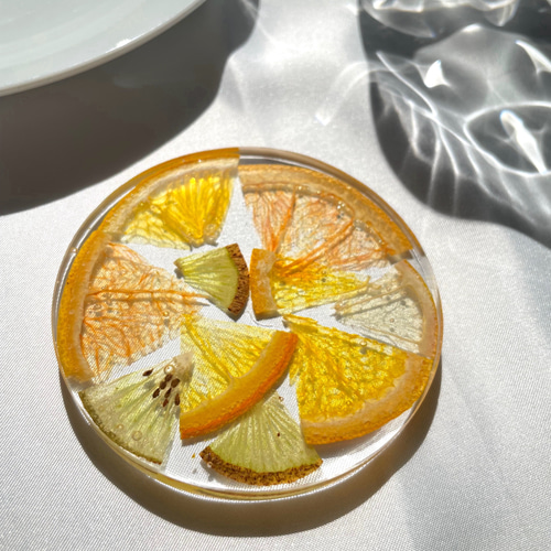 食べちゃいたい！フルーツレジンコースター 押し花ドライフラワー 透明