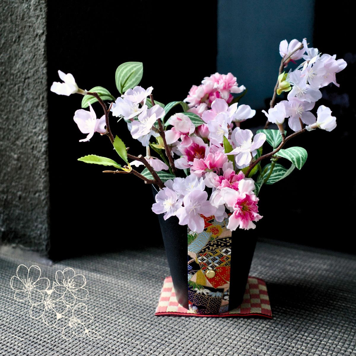 【 桜アレンジ 】お花見 造花アレンジ 送料無料 春 さくら インテリア 和風 ギフト プレゼント 飾り 置物 CT触媒