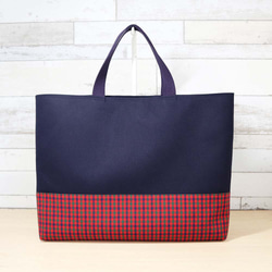 ファミリア風 赤チェック マチあり レッスンバッグ お稽古バッグ