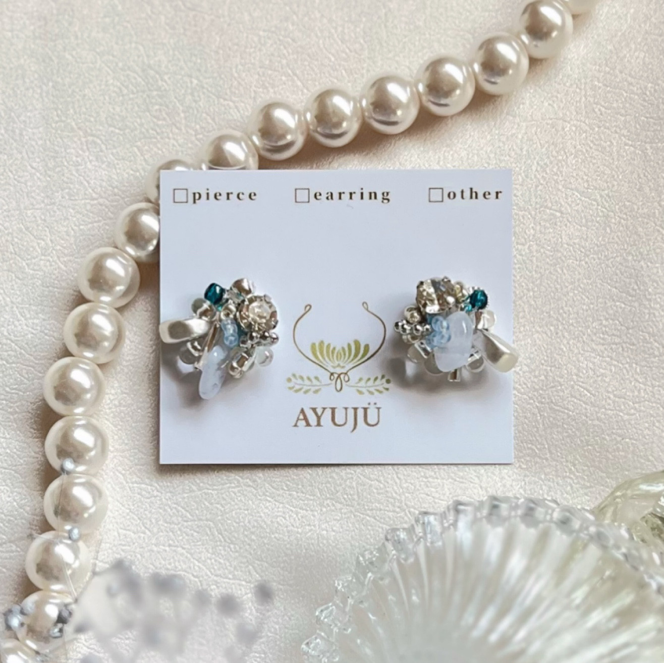 Rapture ブルーレースアゲート ピアス/イヤリング