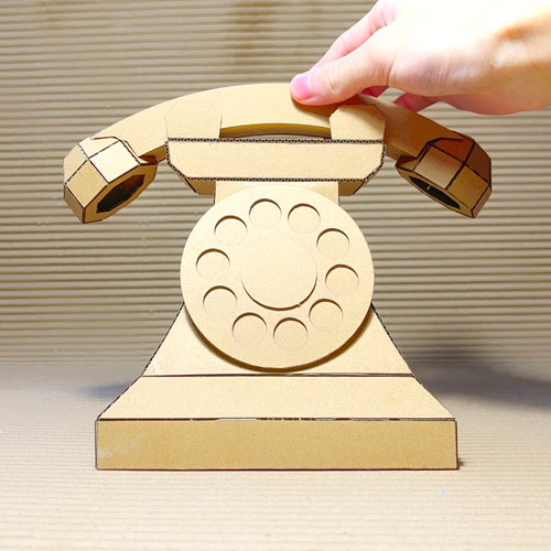 レトロでかわいい♪【ダンボール黒電話工作キット】リアル! キット