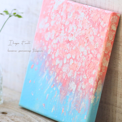 特集掲載【受注制作】【原画】抽象画　桜 舞う　180×180mm（S0サイズ）キャンバス　送料無料 10枚目の画像