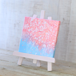 特集掲載【受注制作】【原画】抽象画　桜 舞う　180×180mm（S0サイズ）キャンバス　送料無料 4枚目の画像