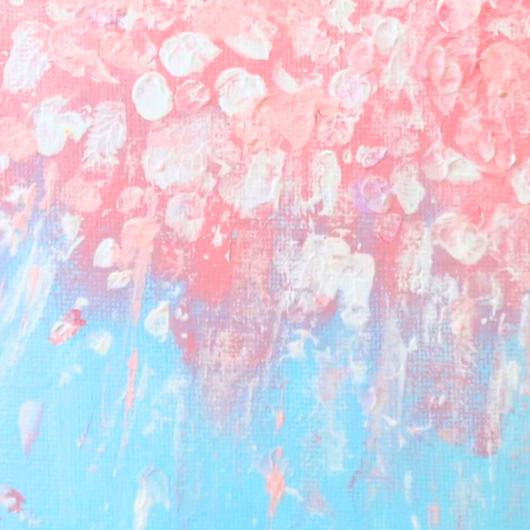 特集掲載【受注制作】【原画】抽象画　桜 舞う　180×180mm（S0サイズ）キャンバス　送料無料 6枚目の画像