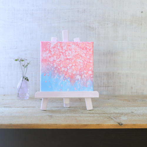 特集掲載【受注制作】【原画】抽象画 桜 舞う 180×180mm（S0