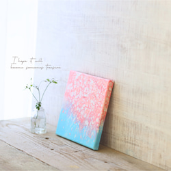 特集掲載【受注制作】【原画】抽象画　桜 舞う　180×180mm（S0サイズ）キャンバス　送料無料 9枚目の画像
